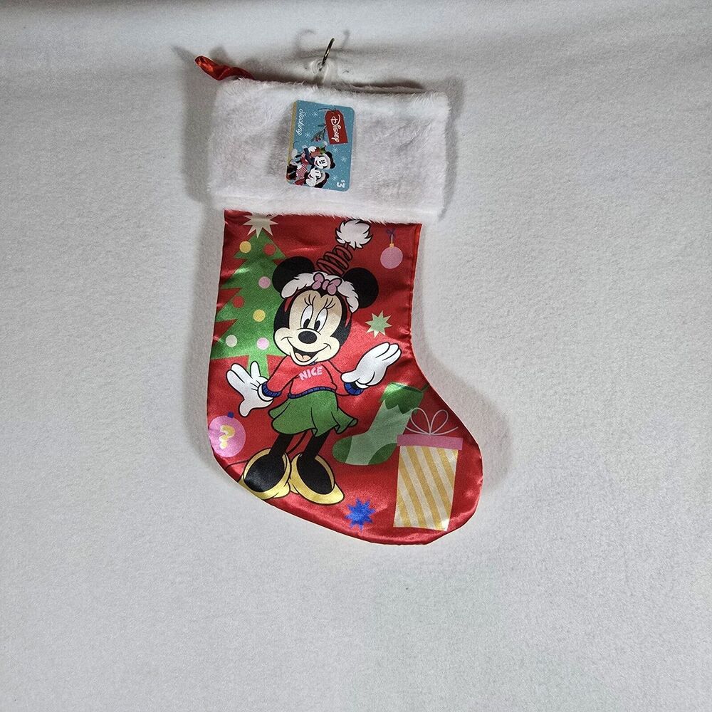 Minnie Mouse Disney Christmas Kids SILKY Stocking NEW NWT